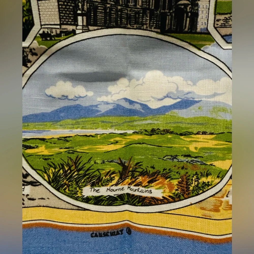 Northern Ireland Souvenir Tea Towel Wall Hanging Vintage Linen Cotton